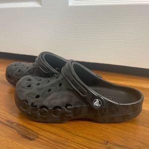 Black Leopard Print Crocs